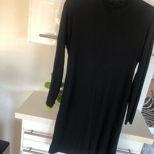 Long sleeve navy mini dress with slit